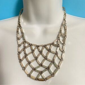 LUCKY BRAND Silver Tone Chain Links Statement Necklace